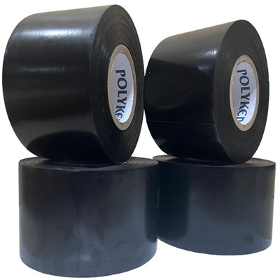 Wrapping tape polyken 4" X 30M Hitam & Putih Di Dumai